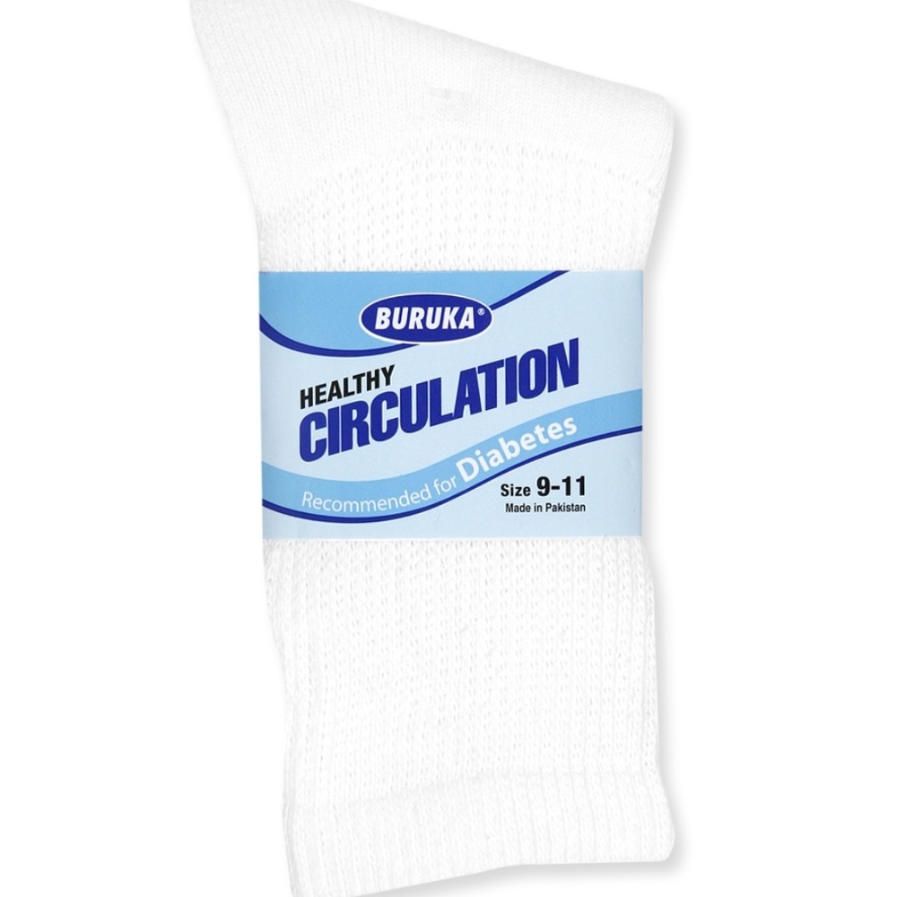 CREW DIABETIC SOCKS WHITE 6 PACK